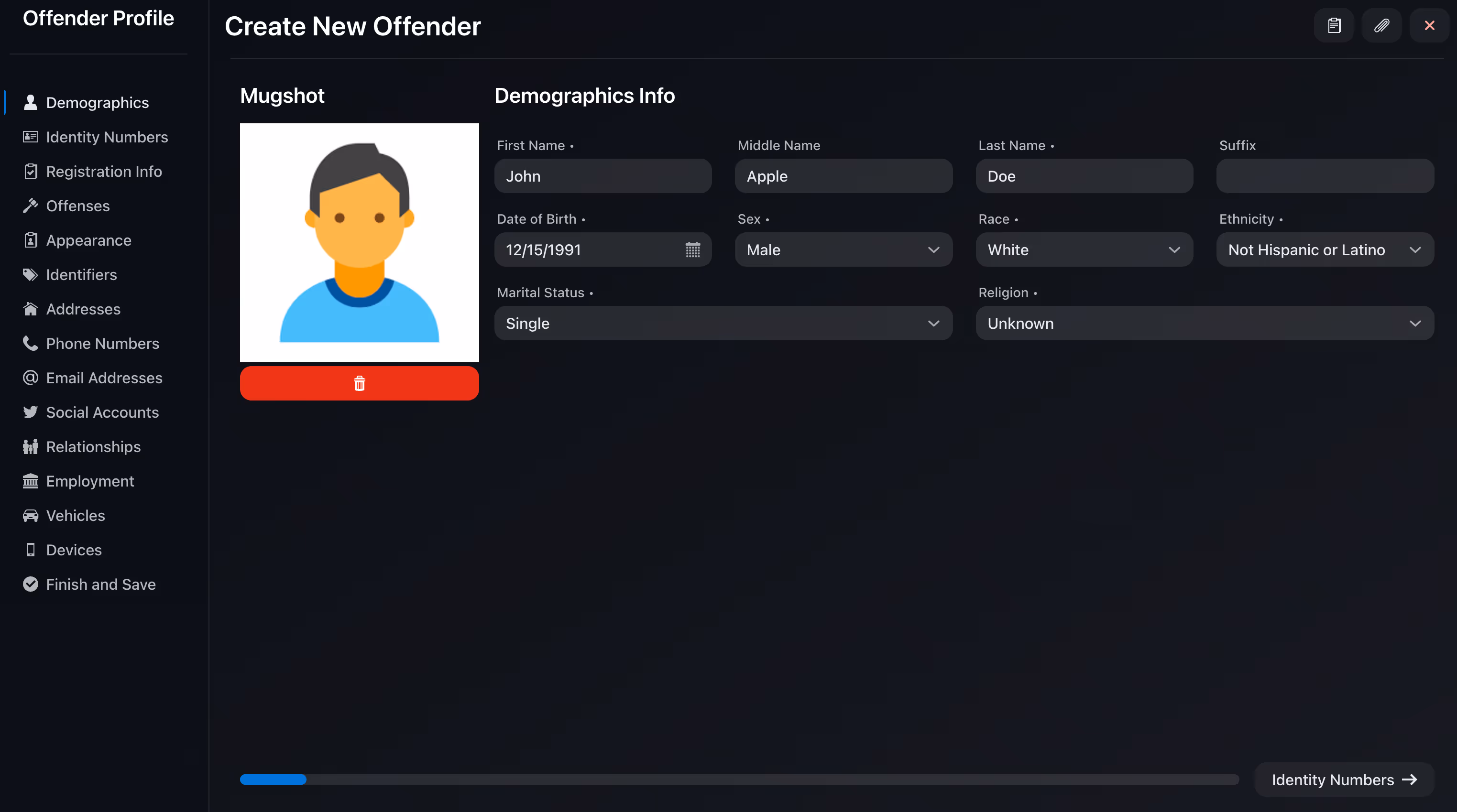 Creeper Watch create an offender page